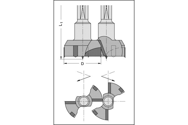 Beschlagbohrersatz Z2+V2 HW für Doppeltopfband-EN