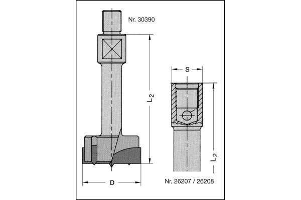 Zylinderkopfbohrer Z2+V2 HW mit Gewindeschaft-EN