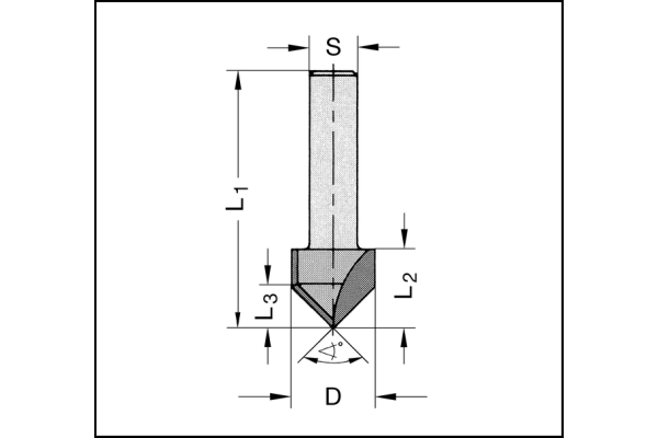 V-Nut- und Schriftenfräser Z2  HW