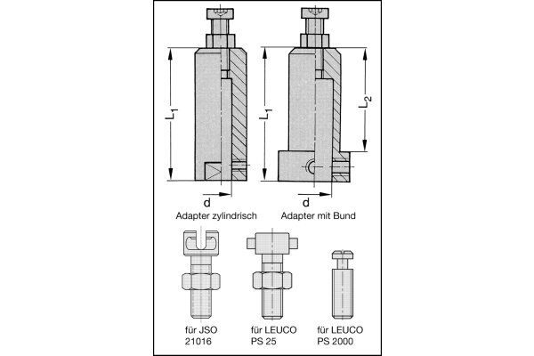 Adapter für zylindrische Schäfte bis 16 mm