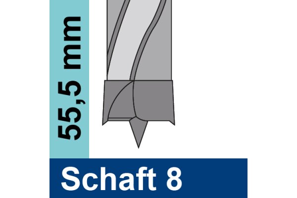 Gesamtlänge 55,5mm Schaft 8mm-EN