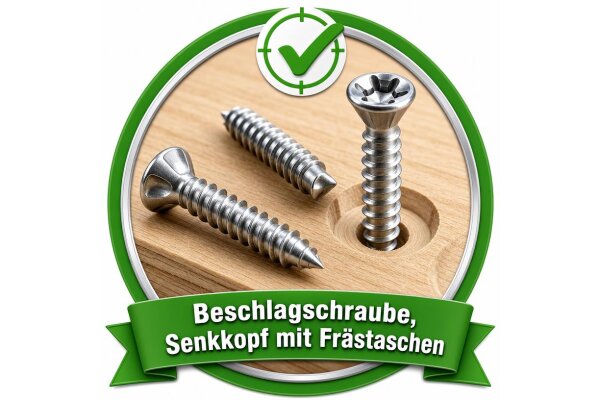 Beschlagschraube, Senkkopf mit Frästaschen