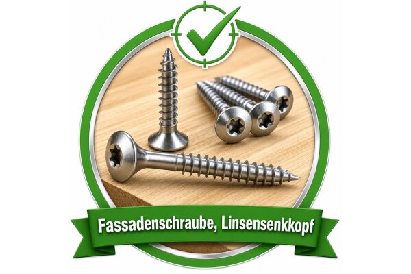 Fassadenschraube, Linsensenkkopf