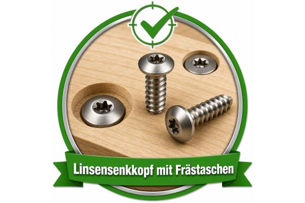 Linsensenkkopf mit Frästaschen