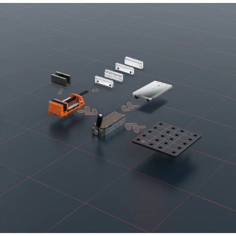 Schutzbackenpaar Set (P) Prisma und (B) Blank 110 mm Aluminium (FEIN VersaMAG)