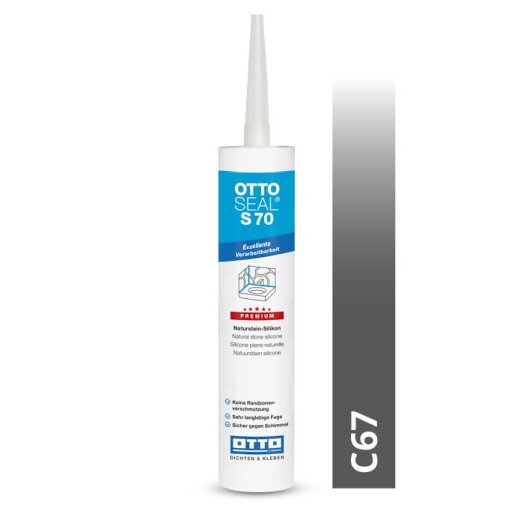 Otto Naturstein - Silikon anthrazit C67 glänzend "OTTOSEAL S70" Premium 300 ml Kartusche