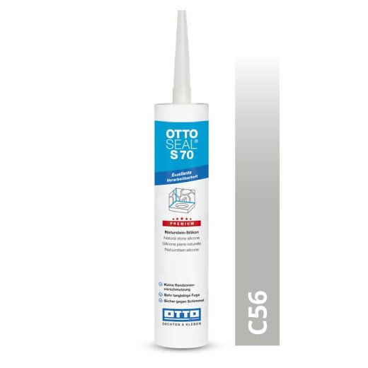 Otto Naturstein - Silikon betongrau C56 glänzend "OTTOSEAL S70" Premium 300 ml Kartusche
