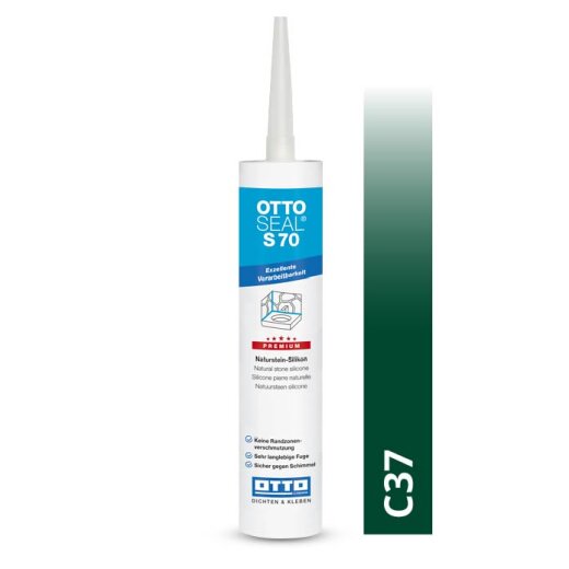 Otto Naturstein - Silikon dunkelgrün C37 glänzend "OTTOSEAL S70" Premium 300 ml Kartusche