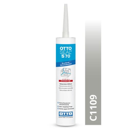 Otto Natural stone silicone night greey C1109 glossy "OTTOSEAL S70" Premium 300 ml Cartridge