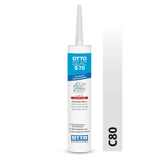 Otto Naturstein - Silikon perlgrau C80 glänzend "OTTOSEAL S70" Premium 300 ml Kartusche