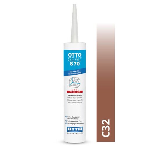 Otto Natural stone silicone sand red structure C32 glossy "OTTOSEAL S70" Premium 300 ml Cartridge