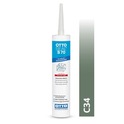 Otto Naturstein - Silikon silbergrün Struktur C34 glänzend "OTTOSEAL S70" Premium 300 ml Kartusche