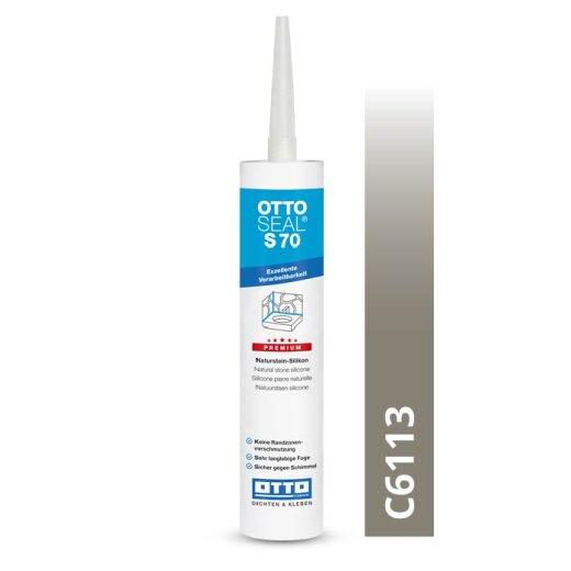 Otto Natural stone silicone matt concrete grey C6113 matt "OTTOSEAL S70" Premium 300 ml Cartridge