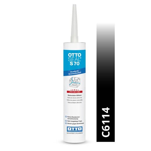 Otto Naturstein - Silikon matt schwarz C6114 matt "OTTOSEAL S70" Premium 300 ml Kartusche
