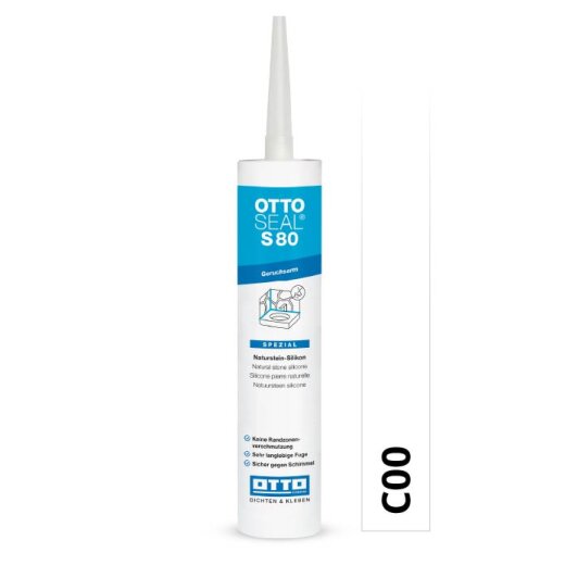 Otto Naturstein - Silikon transparent C00 glänzend "OTTOSEAL S80" geruchsarme 310 ml Kartusche