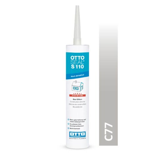 Otto construction silicone silk grey C77 matt "OTTOSEAL S110" premium 310 ml Cartridge