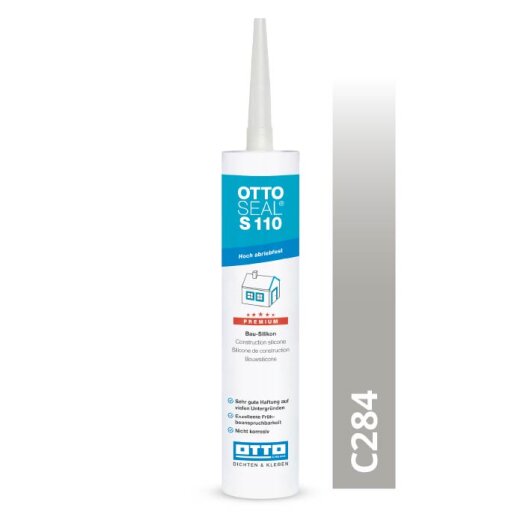 Otto construction silicone transparent grey C284 glossy "OTTOSEAL S110" premium 310 ml Cartridge