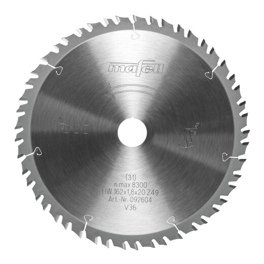 Mafell 162mm HW Kreissägeblatt "KSB-WF162 GT" 162x1,8/1,2x20mm Z49-7 3WZ/FZ