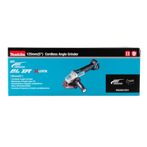 Makita DGA521ZX1 Akku-Winkelschleifer 18V mit Schiebeschalter (ohne Akku, ohne Ladegerät) EN