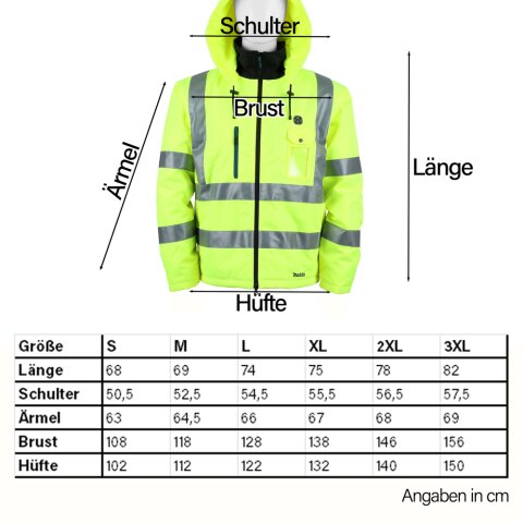 Makita DCJ206ZL Akku-Thermojacke Gr. L 12V max. - 18V (ohne Akku, ohne Ladegerät) EN