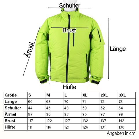 Makita DFJ212ZXL Akku-Klimajacke Gr.XL 12V max. - 18V (ohne Akku, ohne Ladegerät) EN