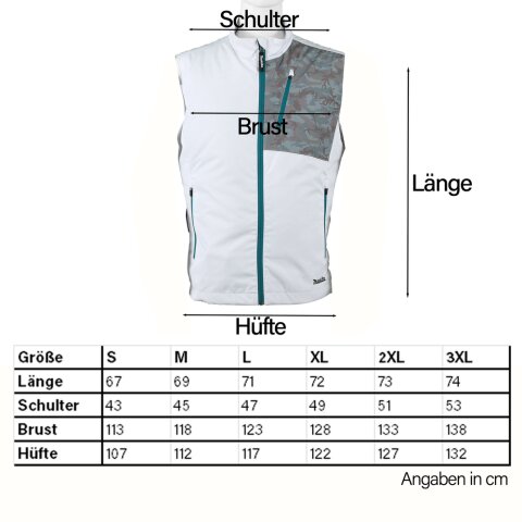 Makita DFV210Z3XL Akku-Klimaweste Gr.3XL 12V max. - 18V (ohne Akku, ohne Ladegerät) EN