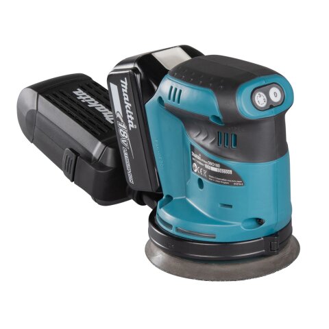 Makita DBO180RTJ Akku-Exzenterschleifer 125 mm 18V / 5,0 Ah, 2 Akkus + Ladegerät im MAKPAC EN