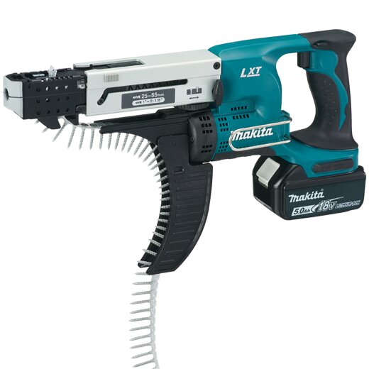 Makita DFR550RTJ Akku-Magazinschrauber 25-55 mm 18V / 5,0 Ah, 2 Akkus + Ladegerät im MAKPAC EN