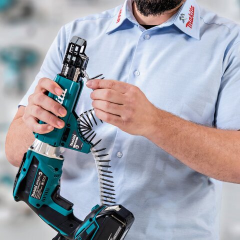 Makita DFS452AJX2 Akku-Schnellbauschrauber 18V / 2,0 Ah, 2 Akku + Ladegerät im MAKPAC inkl. 199146-8 Magazinschrauben Vorsatz EN
