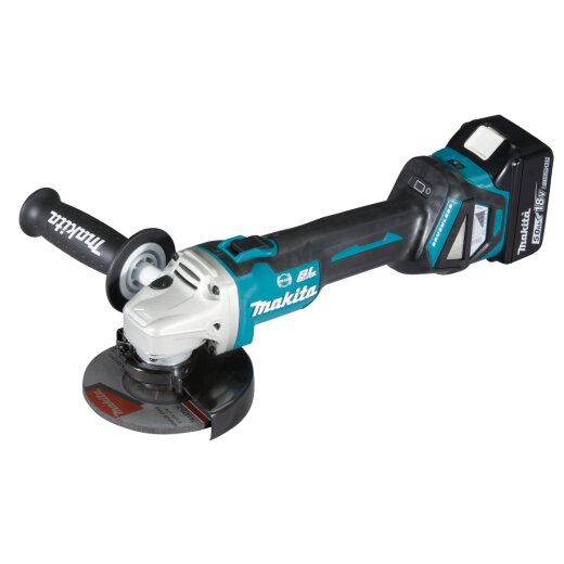 Makita DGA513RTJ Akku-Winkelschleifer 18V / 5,0 Ah, 2 Akkus + Ladegerät im MAKPAC EN