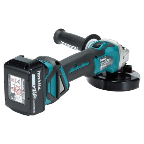 Makita DGA513RTJ Akku-Winkelschleifer 18V / 5,0 Ah, 2 Akkus + Ladegerät im MAKPAC EN