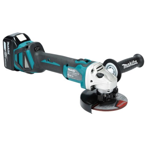 Makita DGA513RTJ Akku-Winkelschleifer 18V / 5,0 Ah, 2 Akkus + Ladegerät im MAKPAC EN