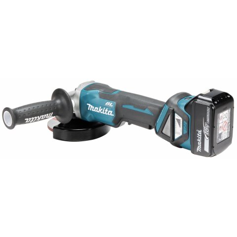 Makita DGA515RTJ Akku-Winkelschleifer 18V mit Paddleschalter / 5,0 Ah, 2 Akkus + Ladegerät im MAKPAC EN