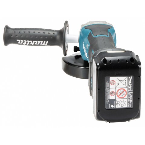 Makita DGA515RTJ Akku-Winkelschleifer 18V mit Paddleschalter / 5,0 Ah, 2 Akkus + Ladegerät im MAKPAC EN