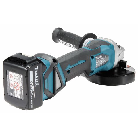 Makita DGA515RTJ Akku-Winkelschleifer 18V mit Paddleschalter / 5,0 Ah, 2 Akkus + Ladegerät im MAKPAC EN