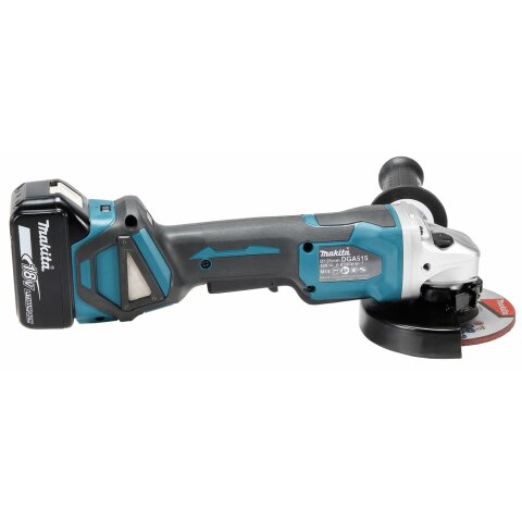 Makita DGA515RTJ Akku-Winkelschleifer 18V mit Paddleschalter / 5,0 Ah, 2 Akkus + Ladegerät im MAKPAC EN