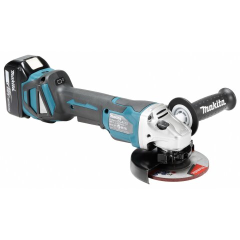 Makita DGA515RTJ Akku-Winkelschleifer 18V mit Paddleschalter / 5,0 Ah, 2 Akkus + Ladegerät im MAKPAC EN
