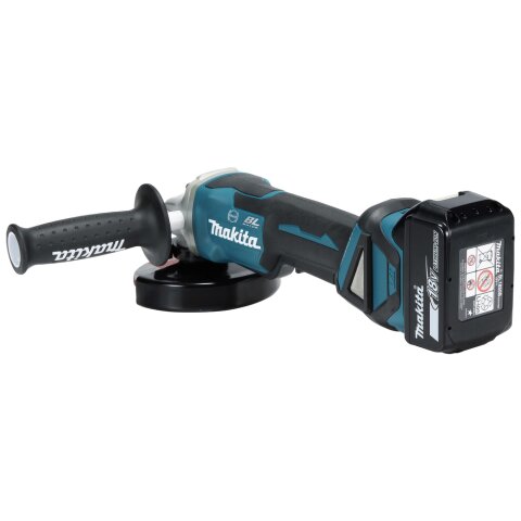 Makita DGA517RTJ Akku-Winkelschleifer 18V / 5,0 Ah mit Paddleschalter, 2 Akkus + Ladegerät im MAKPAC