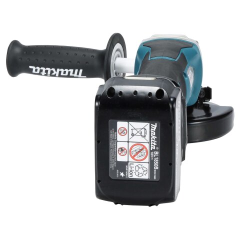 Makita DGA517RTJ Akku-Winkelschleifer 18V / 5,0 Ah mit Paddleschalter, 2 Akkus + Ladegerät im MAKPAC