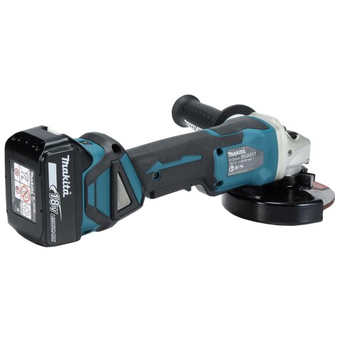 Makita DGA517RTJ Akku-Winkelschleifer 18V / 5,0 Ah mit Paddleschalter, 2 Akkus + Ladegerät im MAKPAC
