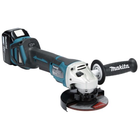 Makita DGA517RTJ Akku-Winkelschleifer 18V / 5,0 Ah mit Paddleschalter, 2 Akkus + Ladegerät im MAKPAC