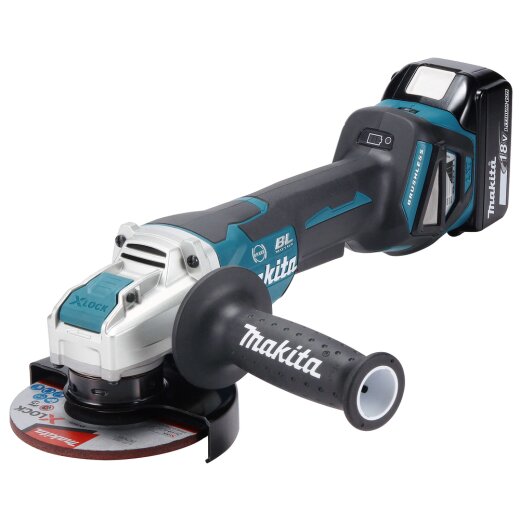 Makita DGA519RTJ Akku-Winkelschleifer 18V / 5,0 Ah, 2 Akkus + Ladegerät im MAKPAC EN