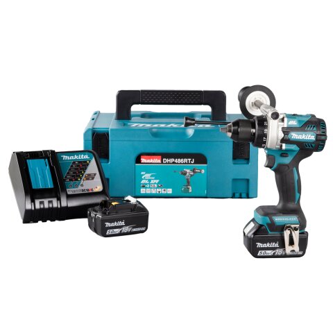 Makita DHP486RTJ Akku-Schlagbohrschrauber 18V / 5,0 Ah, 2 Akkus + Ladegerät im MAKPAC EN