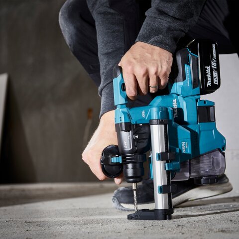 Makita DHR183RTWJ Akku-Kombihammer für SDS-PLUS 18V / 5,0 Ah, 2 Akkus + Ladegerät mit Staubabsaugung DX16 im MAKPAC