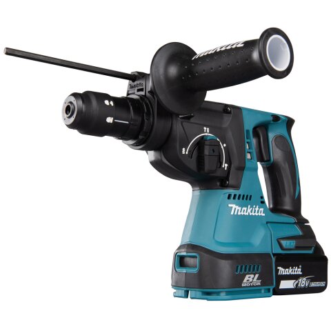 Makita DHR243RTJW Akku-Kombihammer für SDS-PLUS 18V / 5,0 Ah, 2 Akkus + Ladegerät im MAKPAC EN