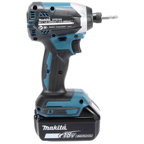 Makita DTD153RTJ Akku-Schlagschrauber 18V / 5,0 Ah / 170 Nm, 2 Akkus + Ladegerät im MAKPAC
