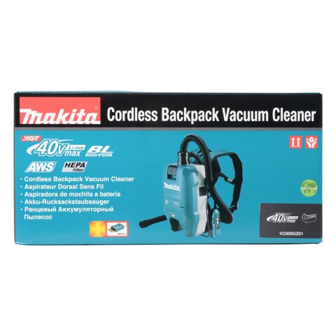 Makita VC009GZ01 Akku-Rucksackstaubsauger 40V max. mit AWS (ohne Akku, ohne Ladegerät) EN