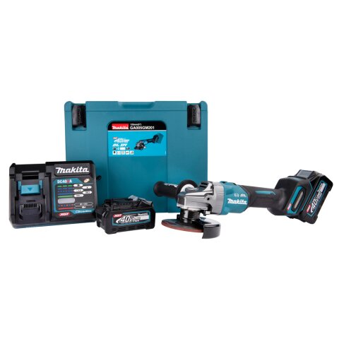 Makita GA005GM201 Akku-Winkelschleifer 40V max. / 4,0 Ah, 2 Akkus + Ladegerät im MAKPAC EN