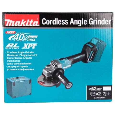 Makita GA005GM201 Akku-Winkelschleifer 40V max. / 4,0 Ah, 2 Akkus + Ladegerät im MAKPAC EN
