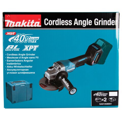 Makita GA013GM201 Akku-Winkelschleifer 40V max. / 4,0 Ah, 2 Akkus + Ladegerät im MAKPAC EN
